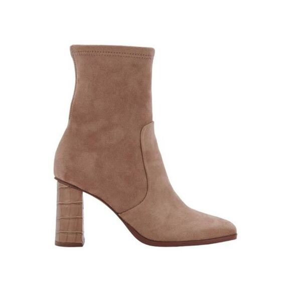 Dolce Vita Petya Block Heel Faux Suede Bootie Taupe Size 8 NWT $130 MSRP - Picture 1 of 7